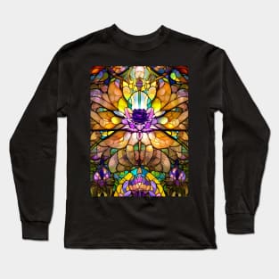 Stained Glass Lotus Flower Long Sleeve T-Shirt